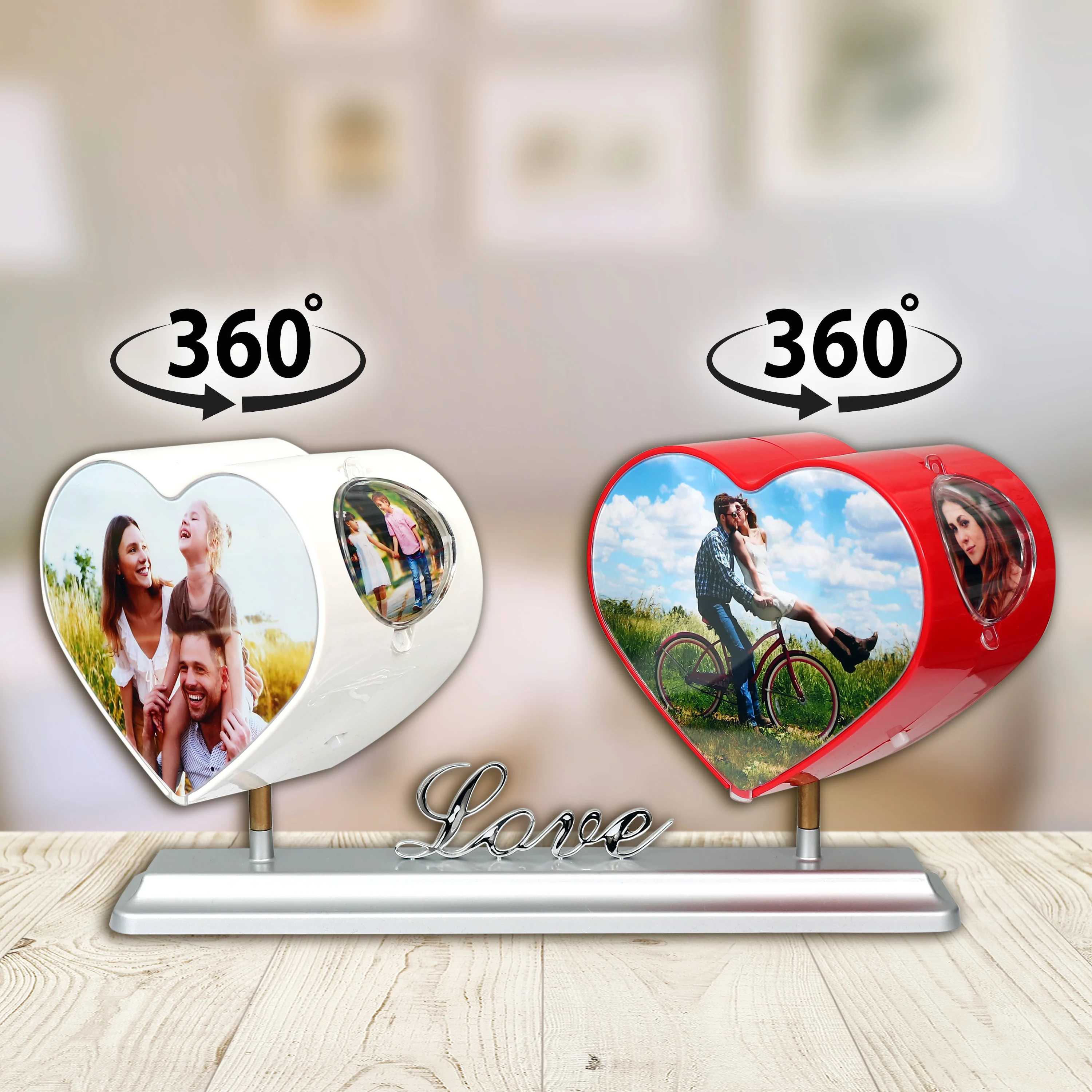 Double rotating hearts with your 8 photos