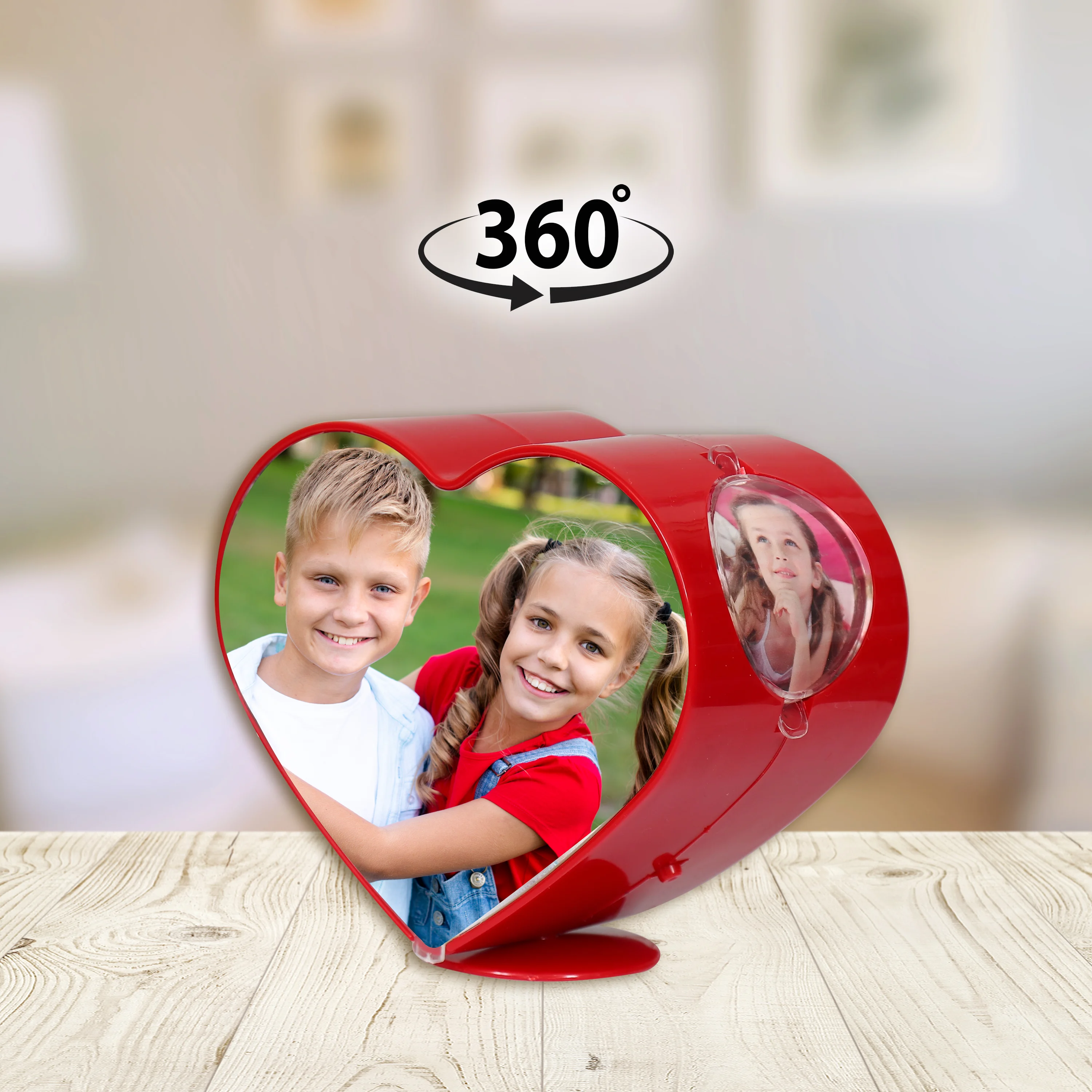 Rotating red heart with your 4 photos